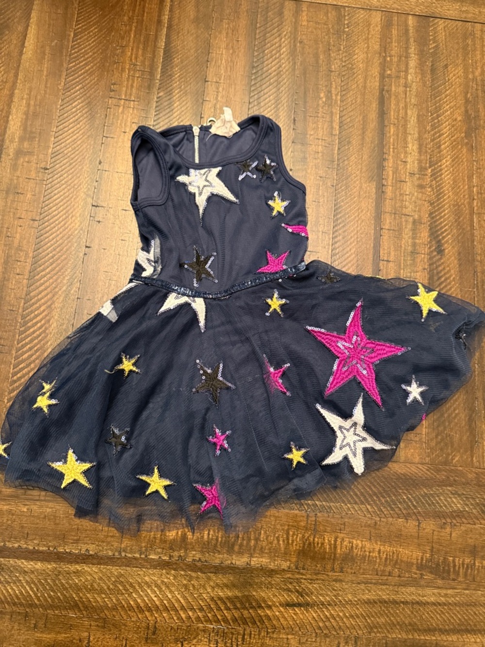 Hannah Banana Navy Tulle Star Embellished  Dress